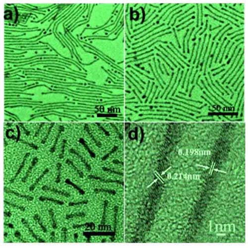 (Diferentes longitudes de nanobarras y nanocables.) (Foto: Chao Wang & Jaemin Kim/Brown University)